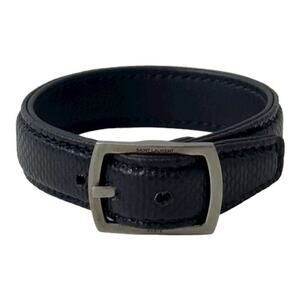 Saint Laurent Snake Embossed Black Leather Bracelet